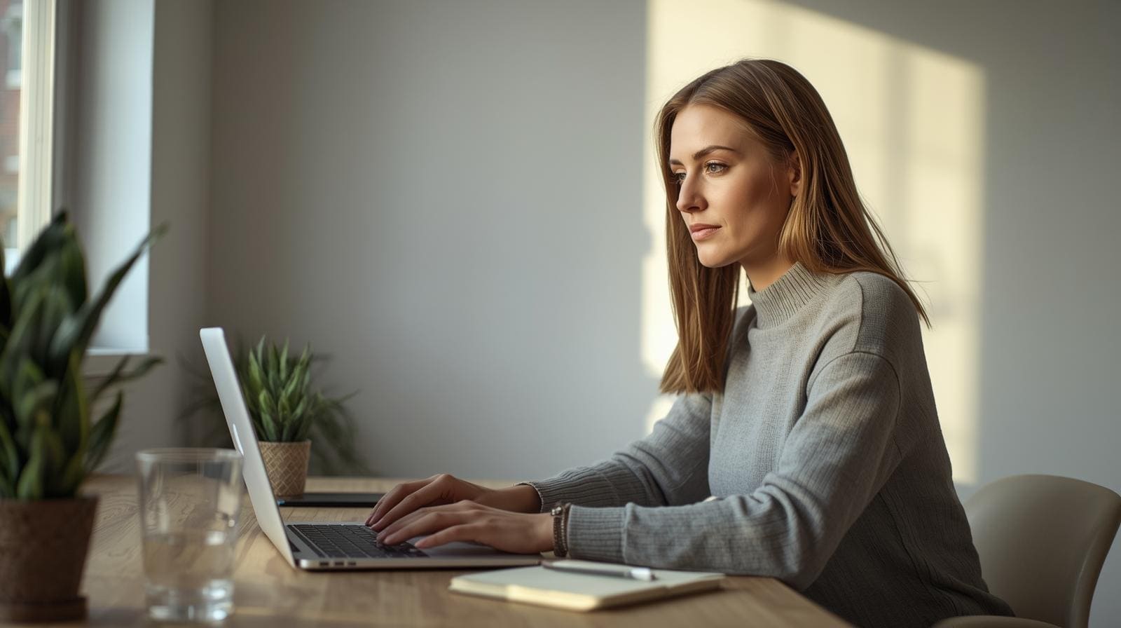 Žena pracuje pri notebooku – mentálna energia a kreatín