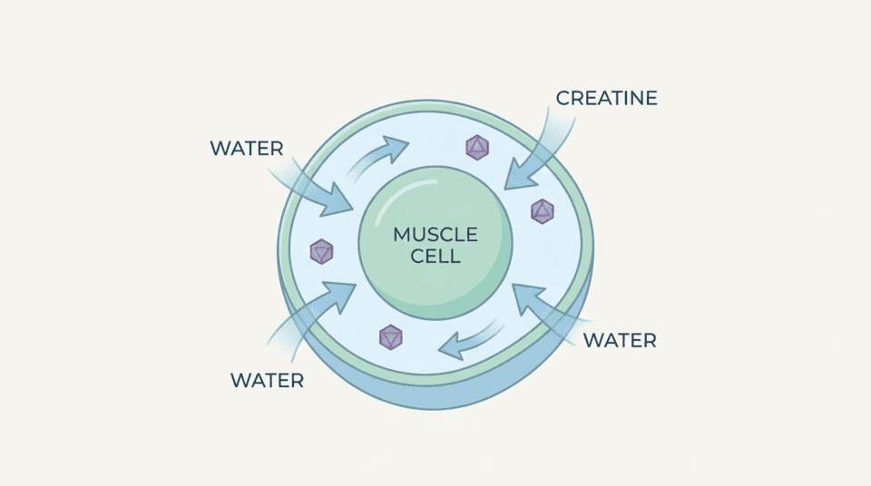 Kreatín viaže vodu vo svalových bunkách – nie v tuku