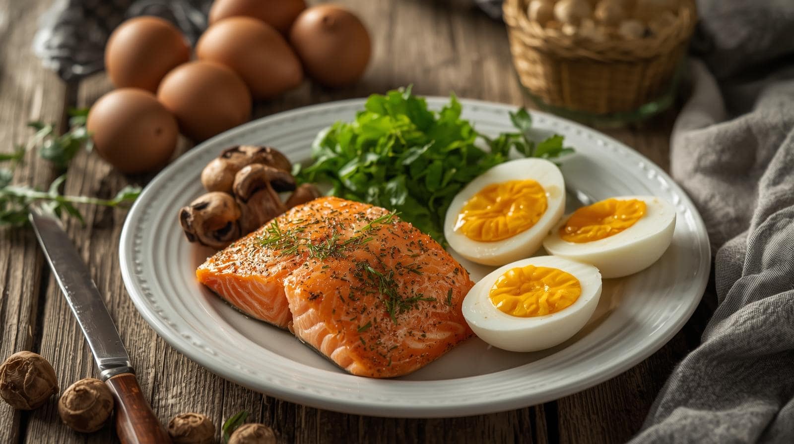 Potraviny s obsahom vitamínu D – ryby, vajcia a huby