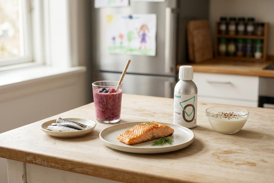 Losos, sardinky, smoothie a jogurt ako zdroje omega-3 vhodné pre deti