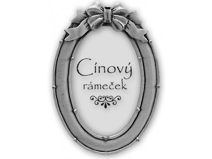 Ovál s mašľou cínový rámik