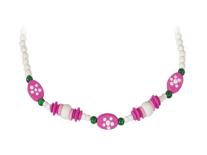 Detský drevený náhrdelník biely
