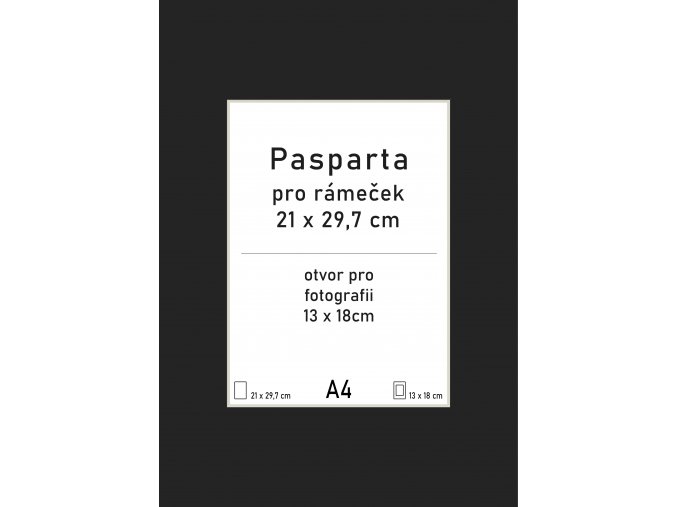 Pasparta čierná 21x29,7 - A4