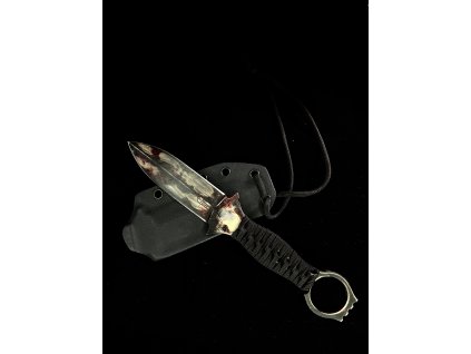 Nůž s pevnou čepelí - GZ Custom Blades - RINGED CLAYMORE DAGGER100 - "CUSTOM" POSTAPO/Paracord wrap black rukojeť