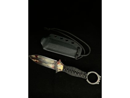 Nůž s pevnou čepelí - GZ Custom Blades - RINGED CLAYMORE DAGGER100 "CUSTOM" - POSTAPO/Paracord wrap black rukojeť