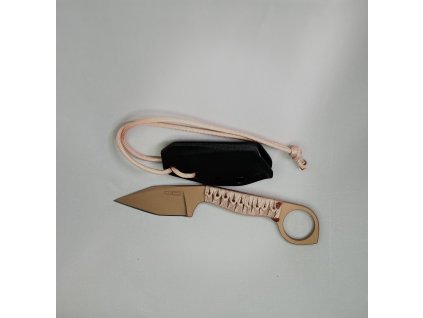 Nůž s pevnou čepelí - GZ Custom Blades - Wolfteeth MK5 "CUSTOM -  ROSE GOLD/paracord pink wrap rukojeť