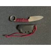 Nůž s pevnou čepelí - GZ Custom Blades - Wolfteeth MK1- "CUSTOM" Solid steel/paracord red wrap rukojeť