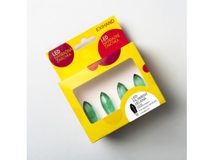 Schachtel mit 4 GRÜNEN LED-Birnen FILAMENT für Kerzenhalter 34V/0,2W