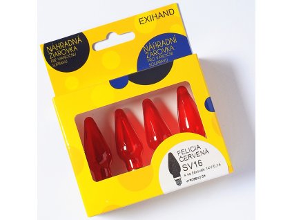 Schachtel mit 4 roten Felicia-Glühbirnen 14V/0.1A