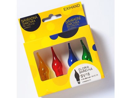 Blistr 4 žárovky Gloria barevná, 14V/0,1A