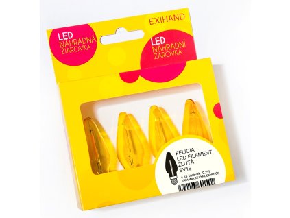 Schachtel mit 4 gelben Felicia Glühbirnen LED Filament 14V/0.2W