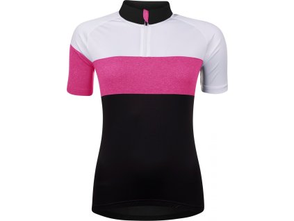dres FORCE VIEW LADY kr. rukáv,černo-bílo-růžový (Velikost rukáv,črn-bílo-růžový L)