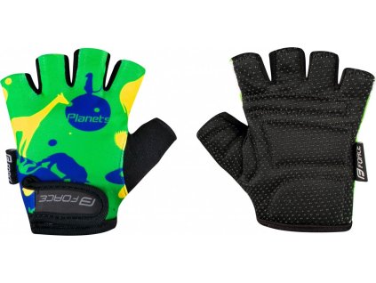 rukavice FORCE PLANETS KID, zeleno-žluté (Velikost L)