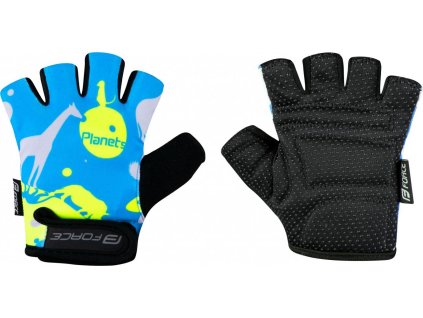 rukavice FORCE PLANETS KID, modro-fluo (Velikost M)