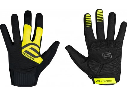 rukavice FORCE MTB POWER, černo-fluo (Velikost L)