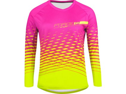 dres F MTB ANGLE LADY dl. rukáv, růžovo-fluo (Velikost L)
