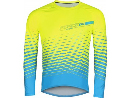 dres FORCE MTB ANGLE dlouhý rukáv, fluo-modrý