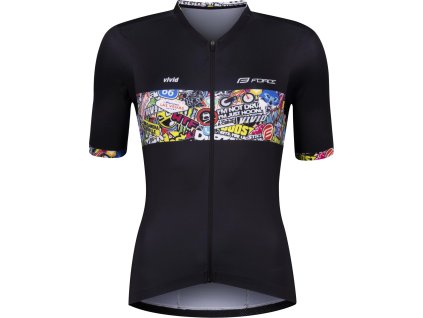 dres FORCE VIVID LADY kr. rukáv, černý (Velikost L)