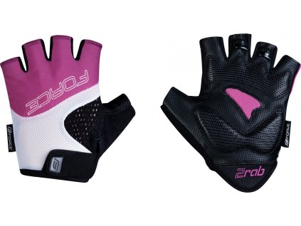 rukavice FORCE RAB 2 LADY, černo-růžovo-bílé (Velikost M)
