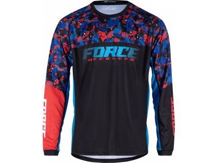 dres F RECKLESS dl. rukáv, černo-červeno-modrý (Velikost 3XL)