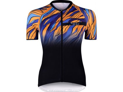 dres F LIFE UNI kr. rukáv, črn-modro-oranžový (Velikost L)