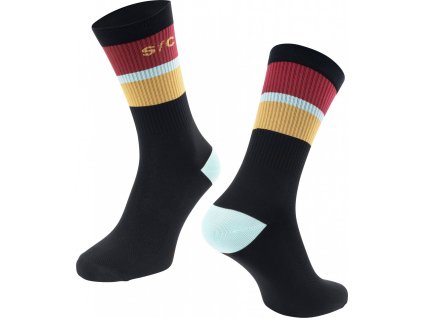 ponožky FORCE STRIPE dlouhé, černé (Velikost S-M/36-41)