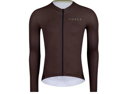 dres FORCE PLAIN dlouhý rukáv, hnědý (Velikost 3XL)