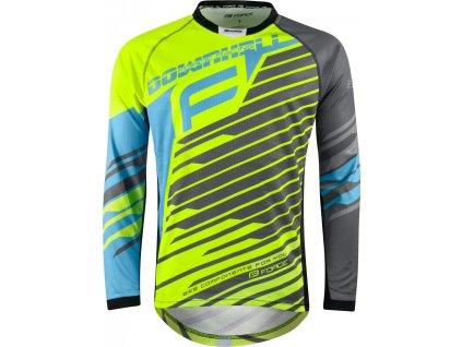 dres FORCE DOWNHILL,dlouhý rukáv,fluo-modro-šedý (Velikost DOWNHILL,dlouhýrukáv,fluo-modro-šedý XL)