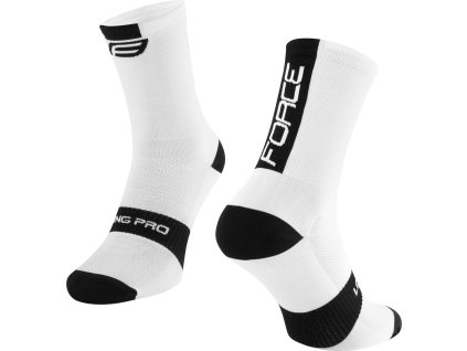 ponožky FORCE LONG PRO, bílo-černé (Velikost S-M/36-41)