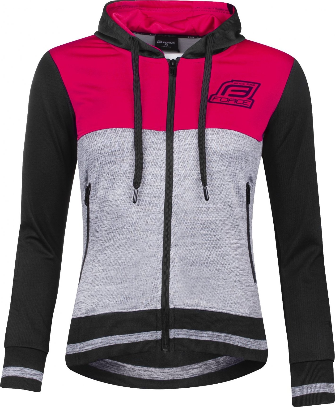 mikina FORCE ADRIANA celorozepínací,černo-růž Velikost: XL