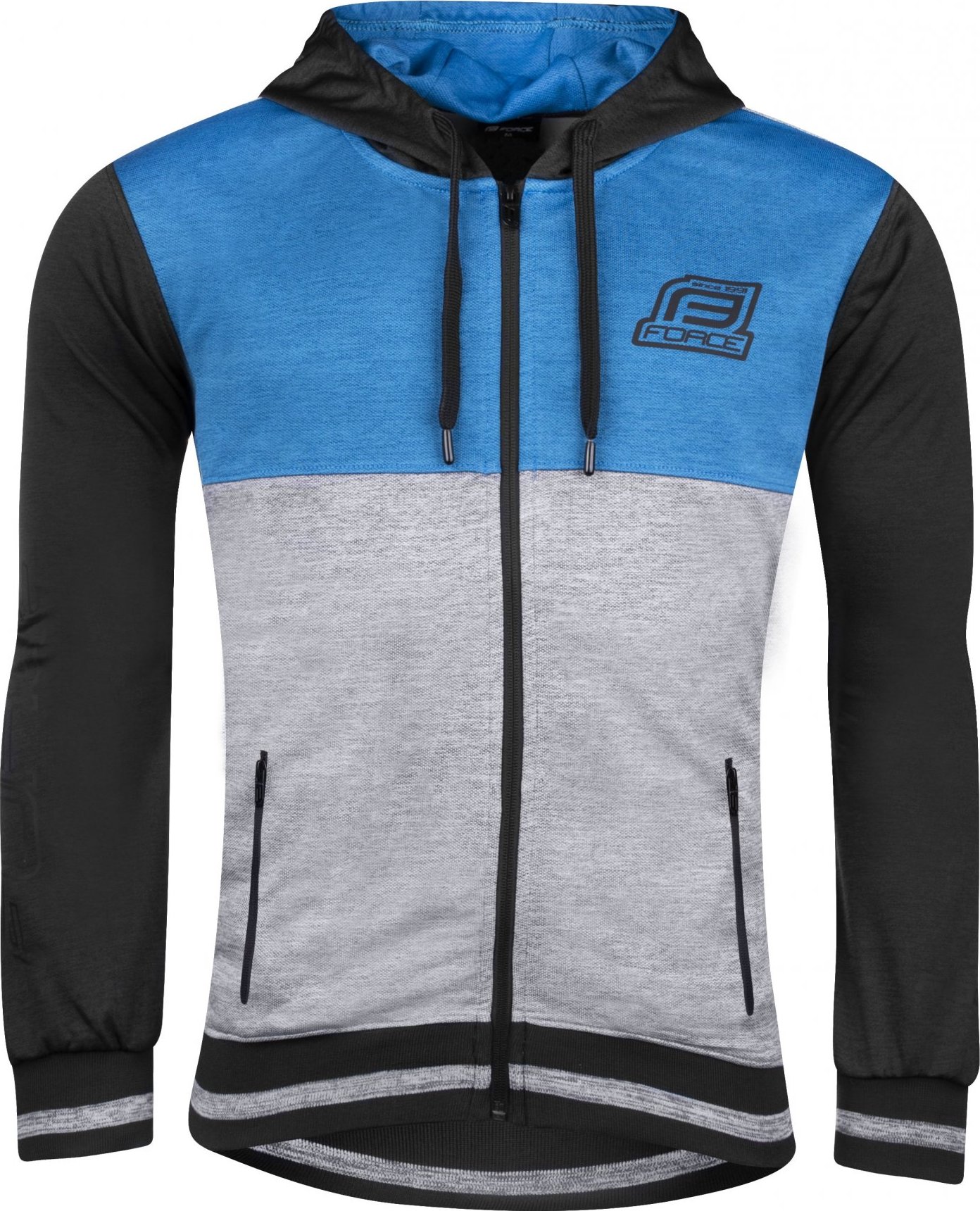 mikina FORCE ROCKY celorozepínací, černo-modrá Velikost: M