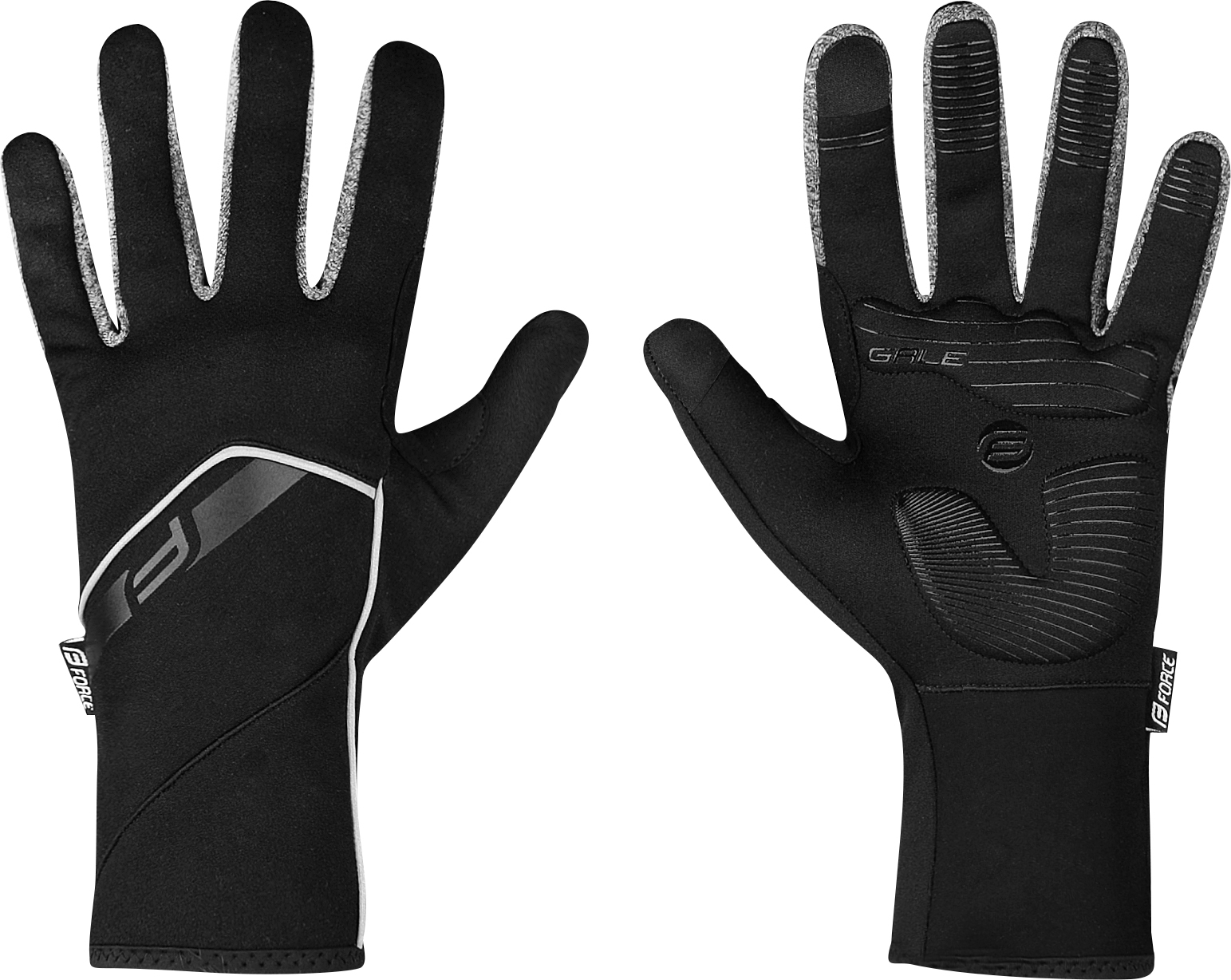 FORCE rukavice F GALE softshell, jaro-podzim, černé Velikost: L