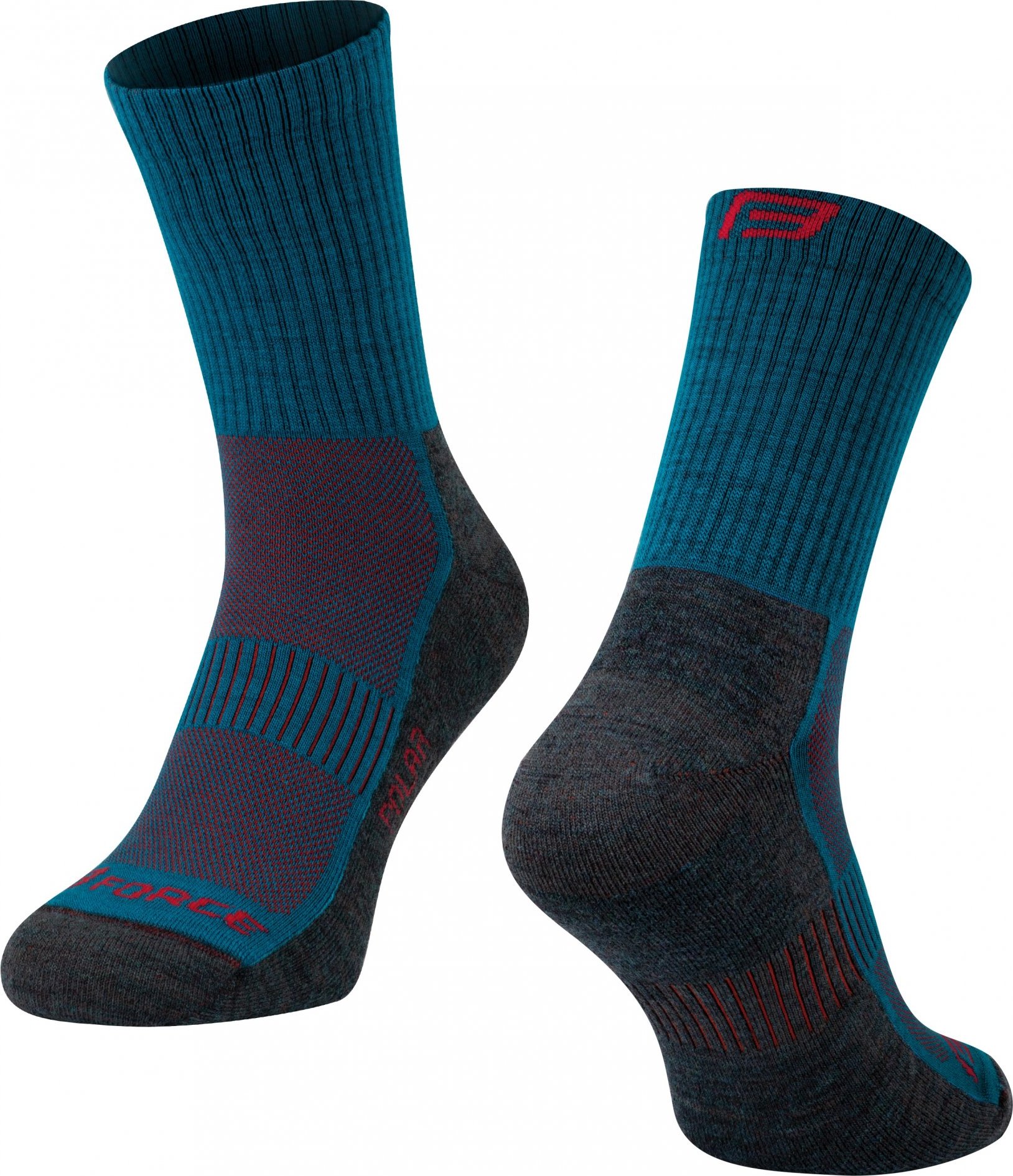 ponožky FORCE POLAR, tyrkysovo-červené Velikost: L-XL/42-47