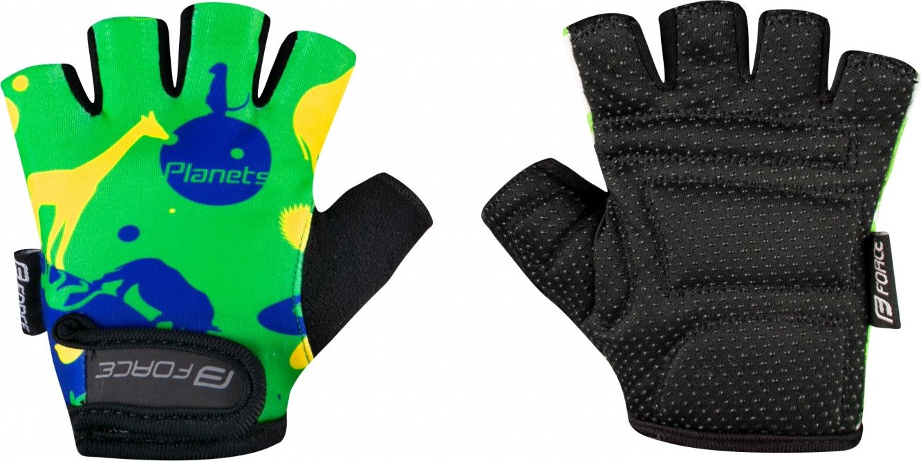 rukavice FORCE PLANETS KID, zeleno-žluté Velikost: S