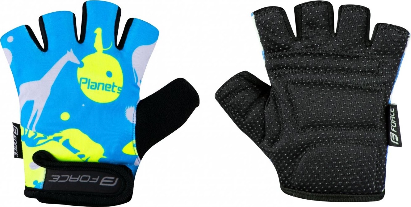 rukavice FORCE PLANETS KID, modro-fluo Velikost: S