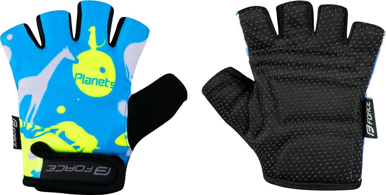 rukavice FORCE PLANETS KID, modro-fluo Velikost: L