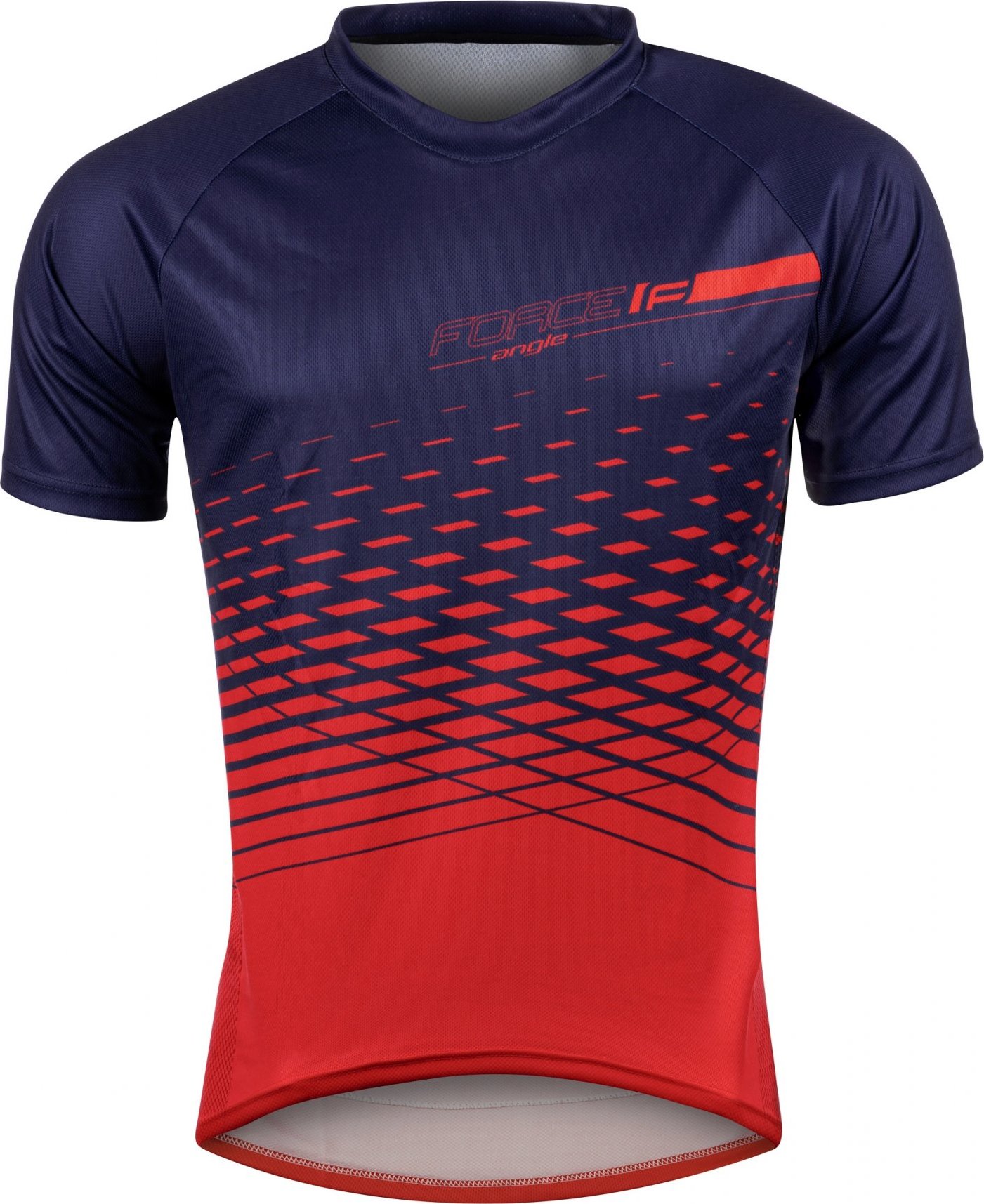 dres FORCE MTB ANGLE kr. rukáv, modro-červený Velikost: S