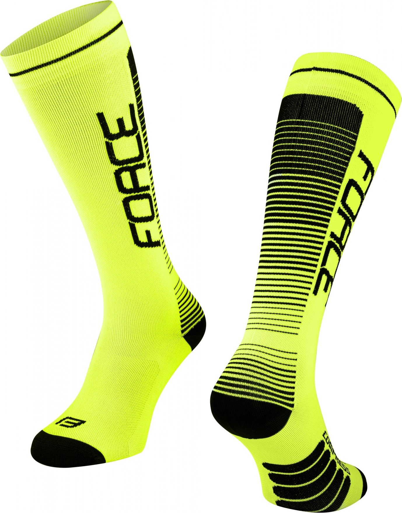FORCE ponožky F COMPRESS, fluo-černé Velikost: XXS-XS/33-35
