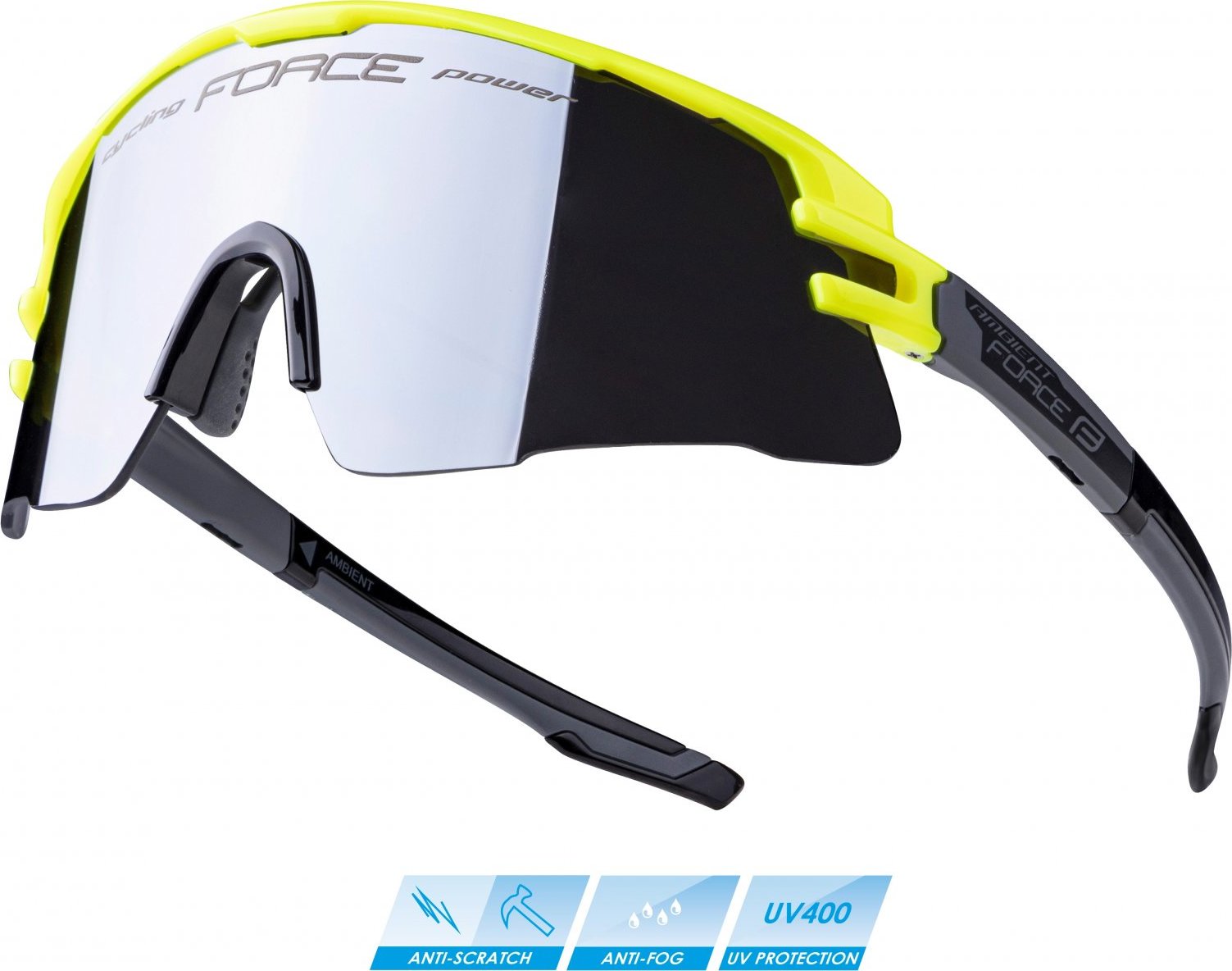 brýle FORCE AMBIENT, fluo-šedé, černé zrc. sklo