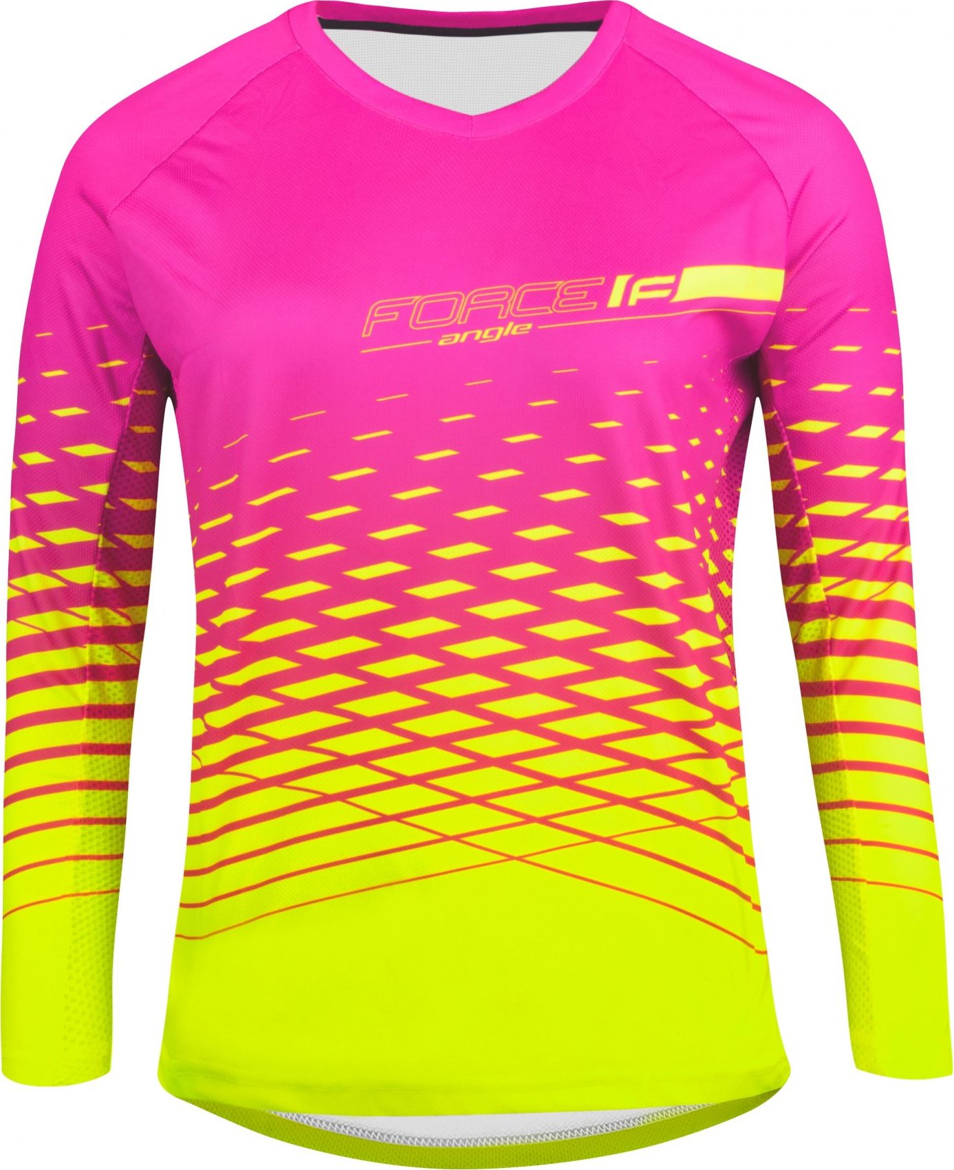 FORCE dres F MTB ANGLE LADY dl. rukáv, růžovo-fluo Velikost: M