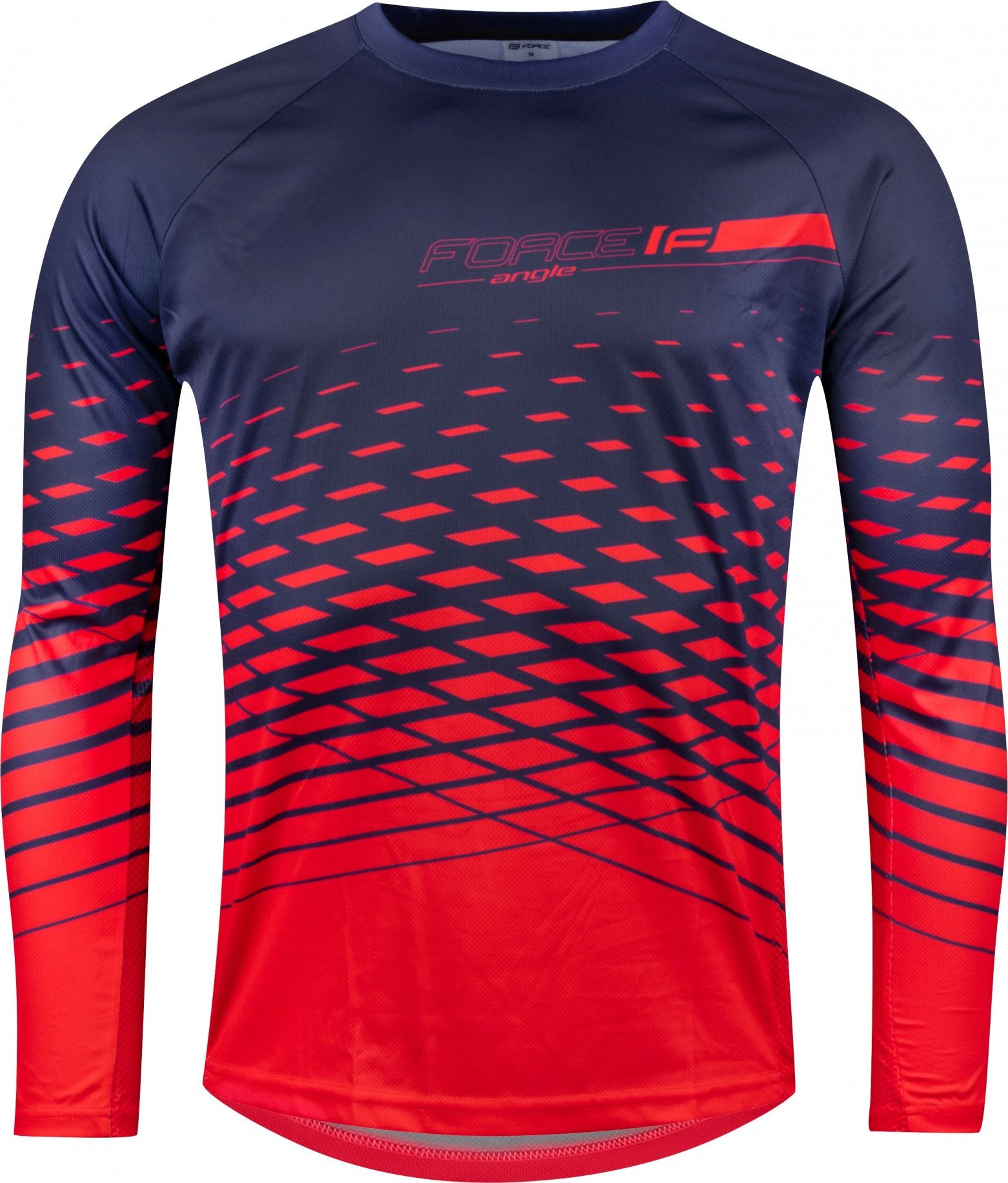 dres FORCE MTB ANGLE dl. rukáv, modro-červený Velikost: M