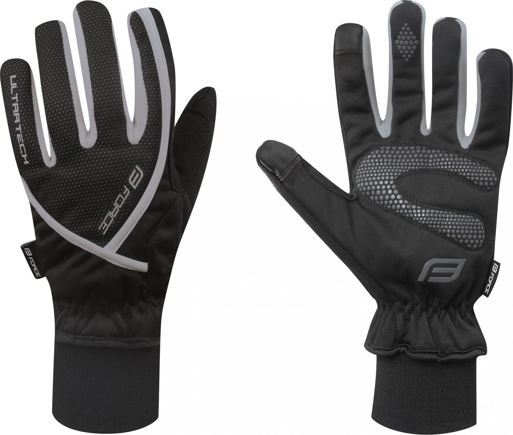 rukavice zimní FORCE ULTRA TECH, černé Velikost: XL