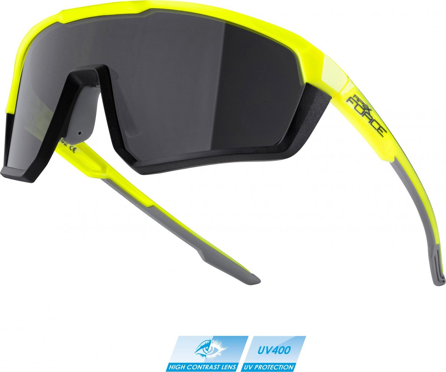 brýle FORCE APEX, fluo-černé,černé kontrastní sklo