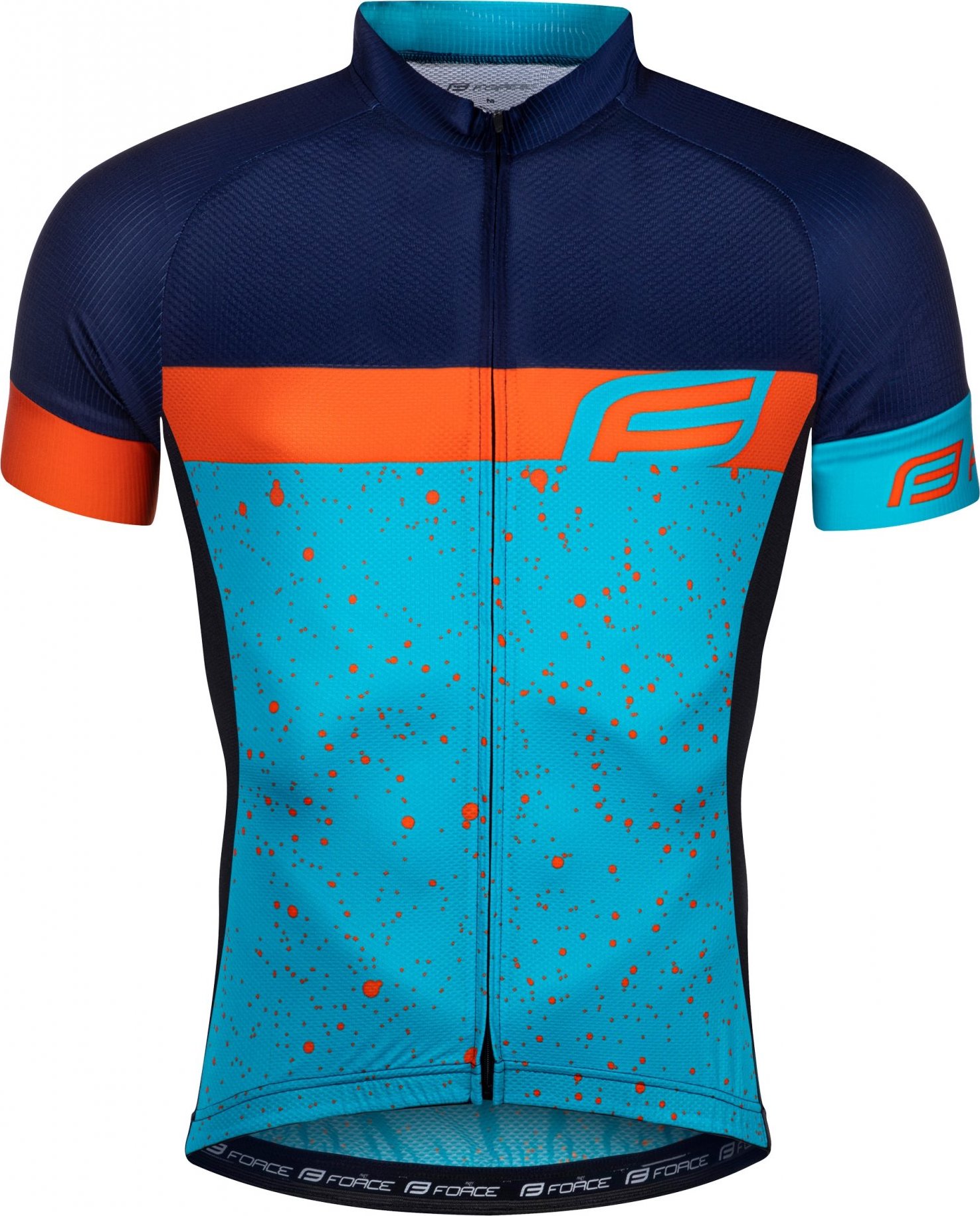 dres FORCE SPRAY krátký rukáv, modro-oranžový Velikost: S