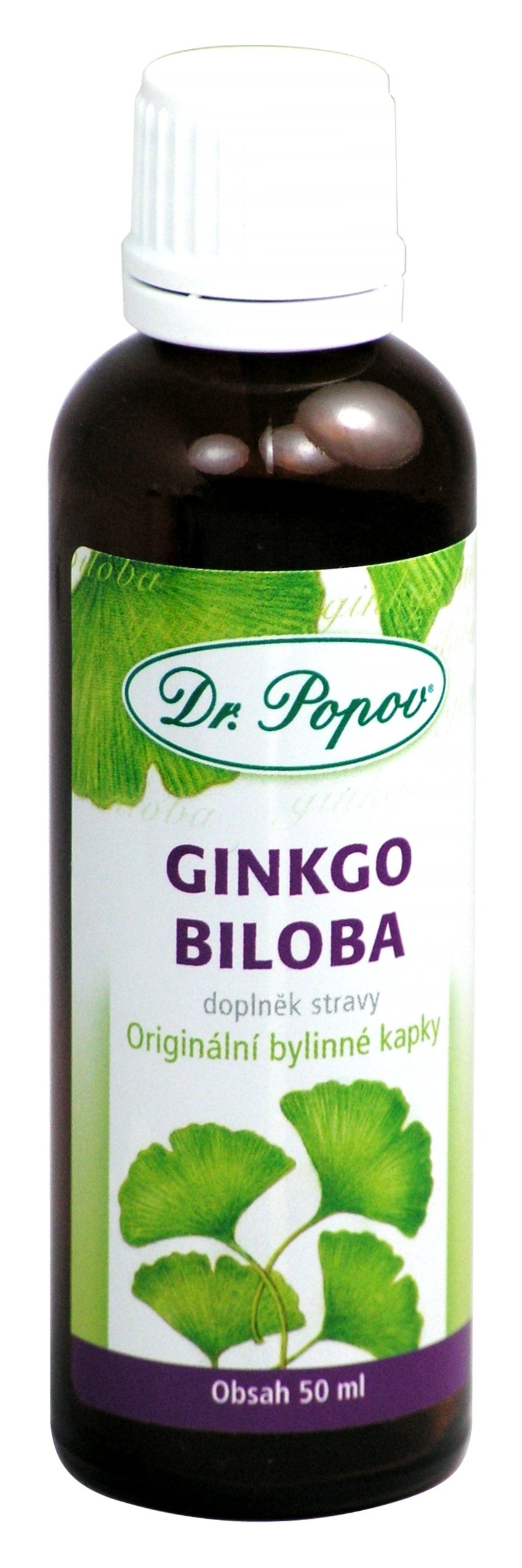 Ginkgo biloba, originální bylinné kapky, 50 ml Dr. Popov
