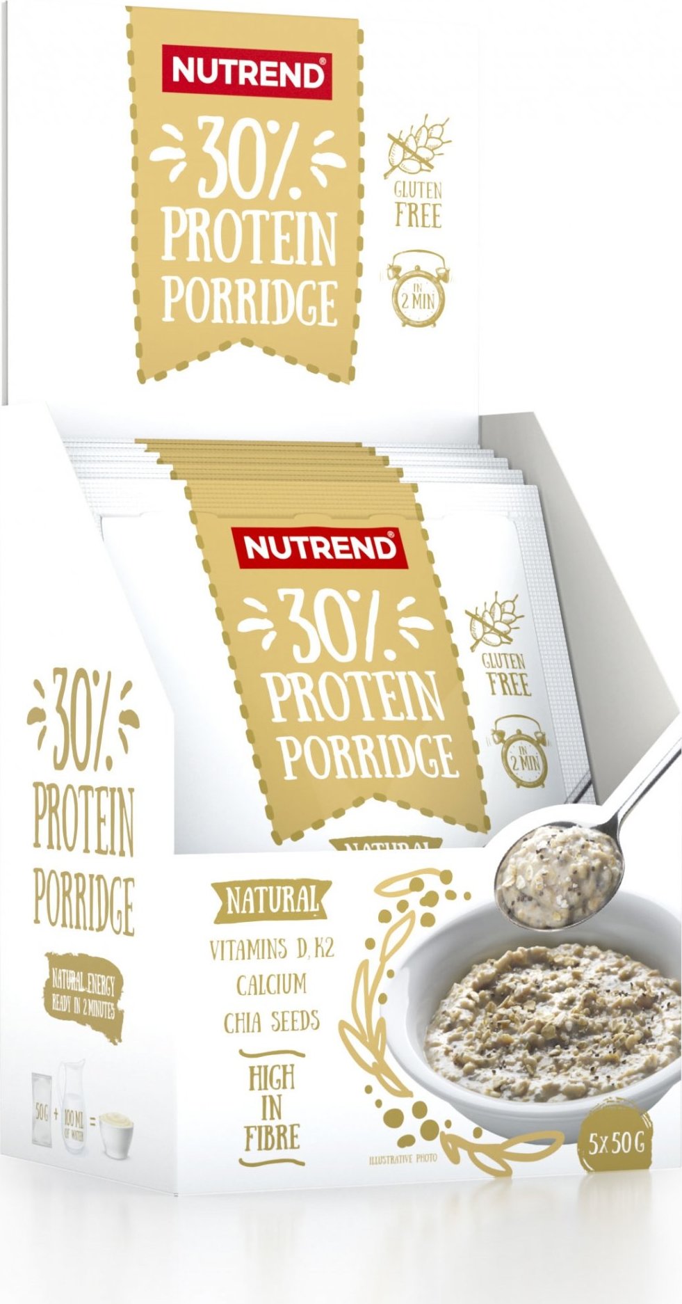 Nutrend Protein Porridge 5 x 50g - bez příchuti