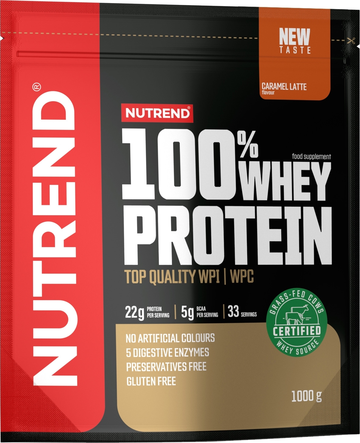 Nutrend 100% Whey Protein 1000 g - karamelové latté
