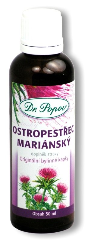 Ostropestřec mariánský, originální bylinné kapky, 50 ml Dr. Popov