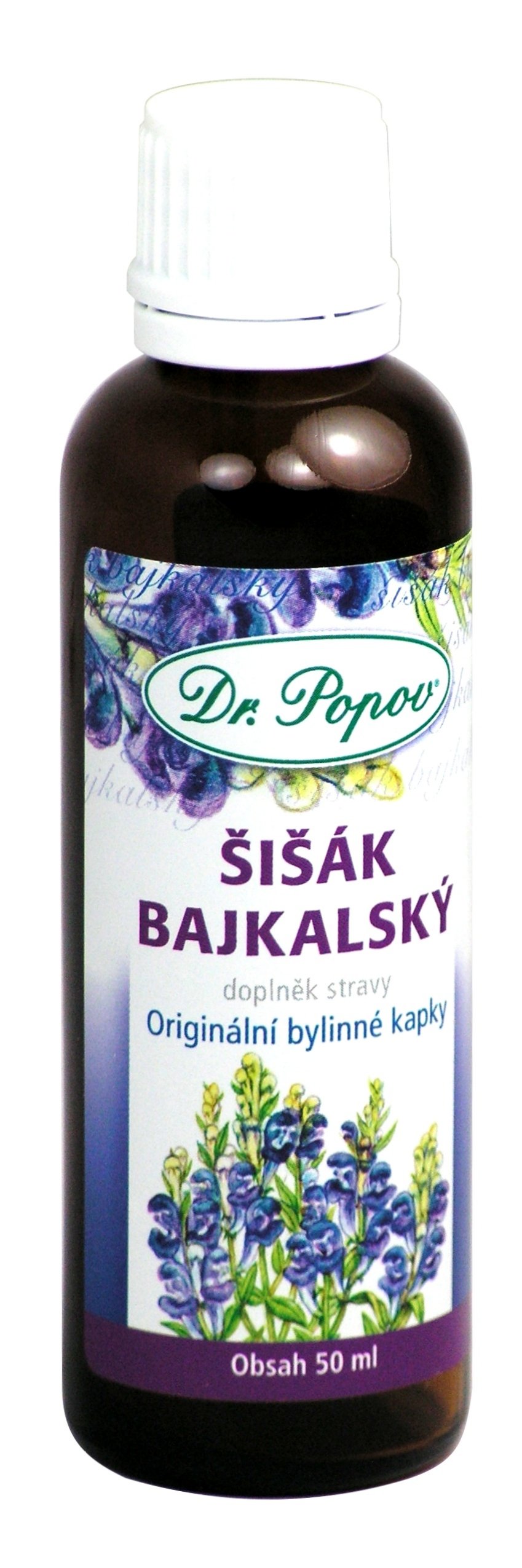 Šišák bajkalský, originální bylinné kapky, 50 ml Dr. Popov