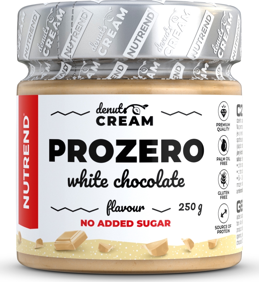 NUTREND Denuts Cream, 250 g prozero s bílou čokoládou